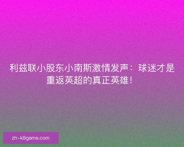 利兹联小股东小南斯激情发声：球迷才是重返英超的真正英雄！